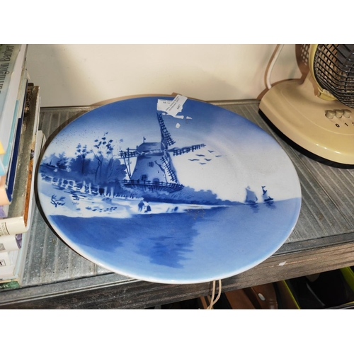 607 - German Blue And White Plate With Windmill