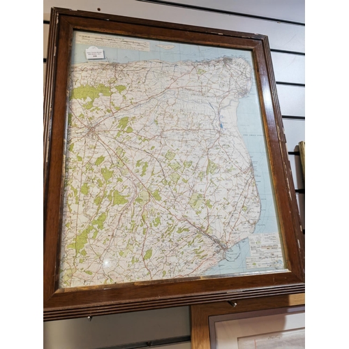 108 - Framed Map Of Kent 1930'S 65Cm C 55Cm