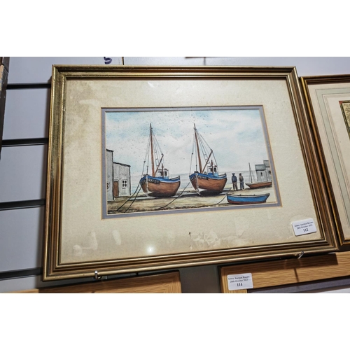 112 - Framed Watercolour Of A Boating Harbour Seen By A F Franklin