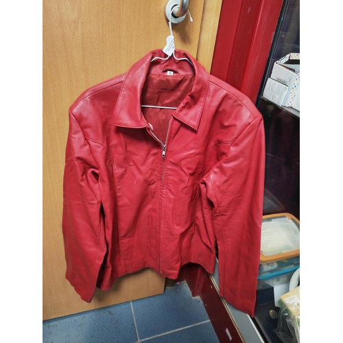 16 - Red Leather Look Blazer Jacket Xl