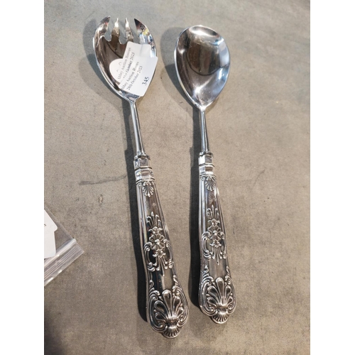 345 - 1970 Silver Handled Hallmarked Salad/Vegetable Serving Set