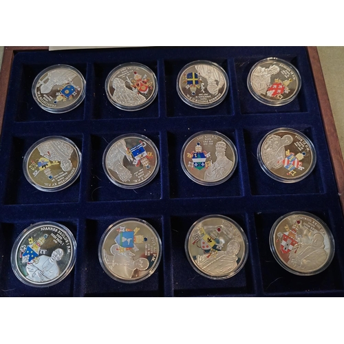 388 - Set Of 12 Papal Coat Of Arms Coins In Box