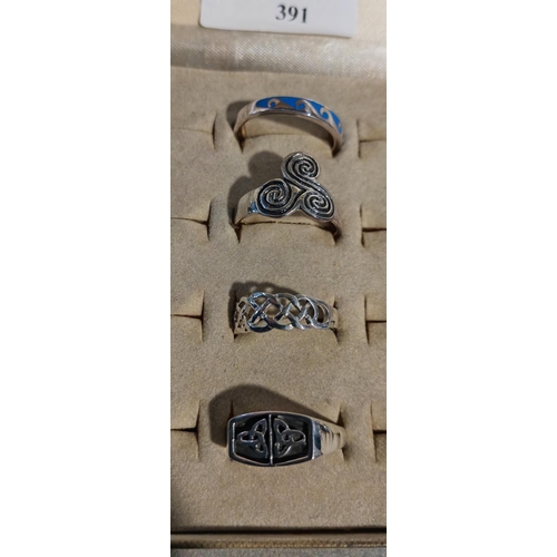 391 - 4 Mixed Silver Rings