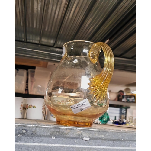 429 - Victorian Amber Glass Water Jug