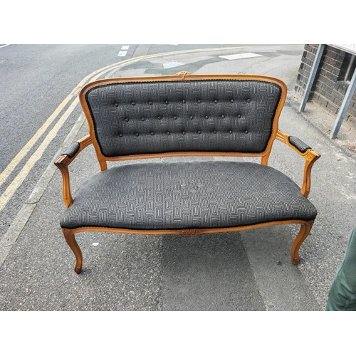 49 - Wooden Framed Upholstered 2 Seater Chair