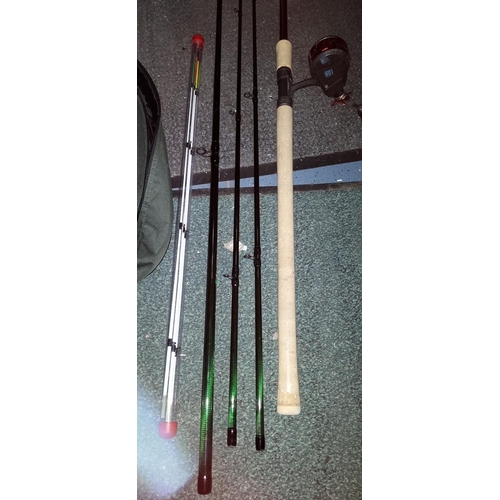 713 - 4 Pce Fresh Water Fishing Rod With Reel, Quivers And Bag