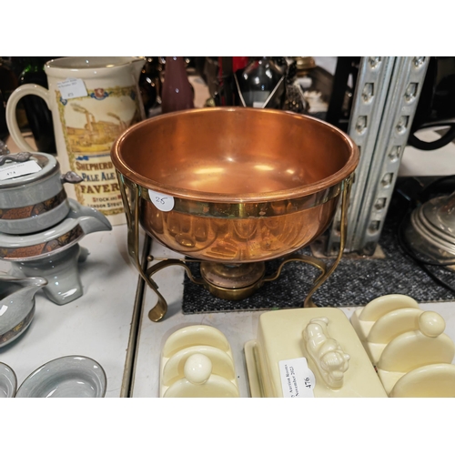 475 - Copper Spirit Burner/Fondue Set With Heater