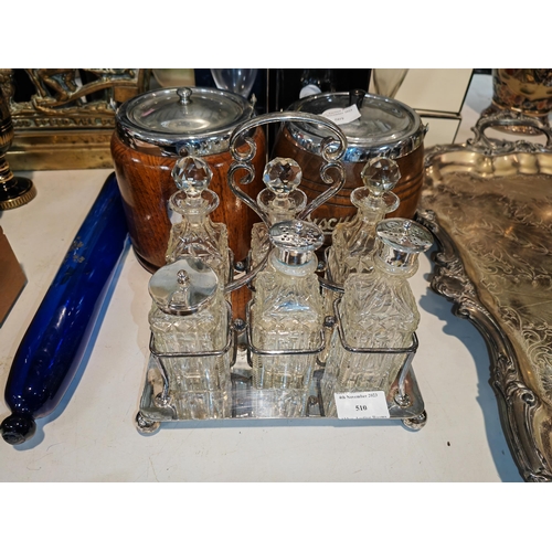 510 - Cut Glass Cruet Set In Stand