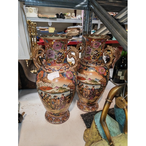 513 - Pair Of Satsuma Style Oriental Vases