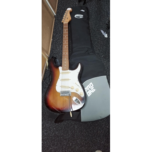 726 - Electric Guitar With Wah Wah Arm In Bag With Amp