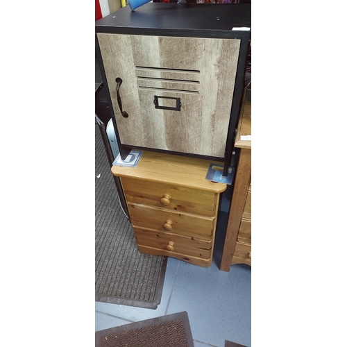 90 - Pine Bedside Cabinet And A Locker Style Cupboard