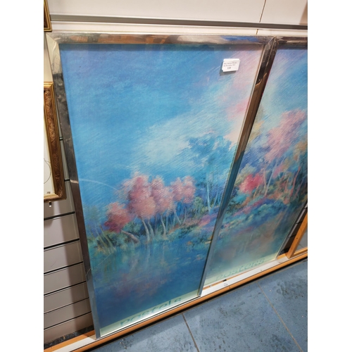 110 - 2 Large Thin Framed Pastels Of Forest Scenes