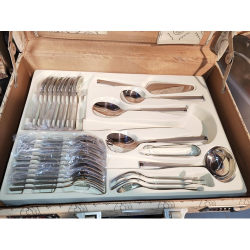 624 - Large Unused Meisterbach Cutlery Set 12 Person (Missing 1 Fork, Desert Spoon, Ladle) With 7 Pieces K... 