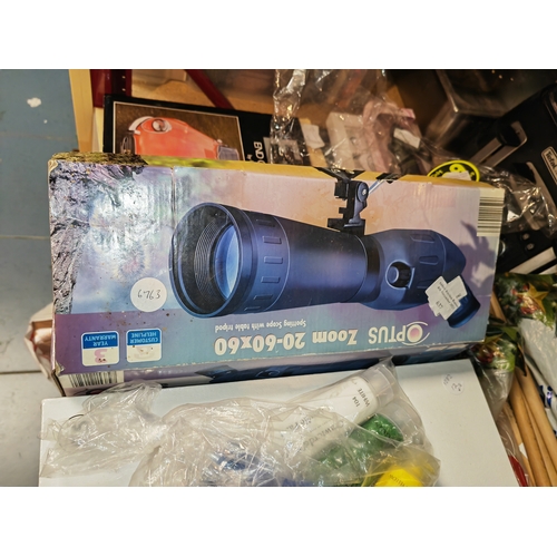 637 - Optus Zoom 20-60X60 Spotting Scope With Table Tripod In Box