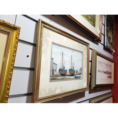 113 - Framed Watercolour Of A Boating Harbour Seen By A F Franklin