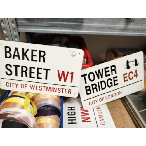 154 - Selection Of Tin Plate London Street Scene Signs Including Baker Street, Tower Bridge