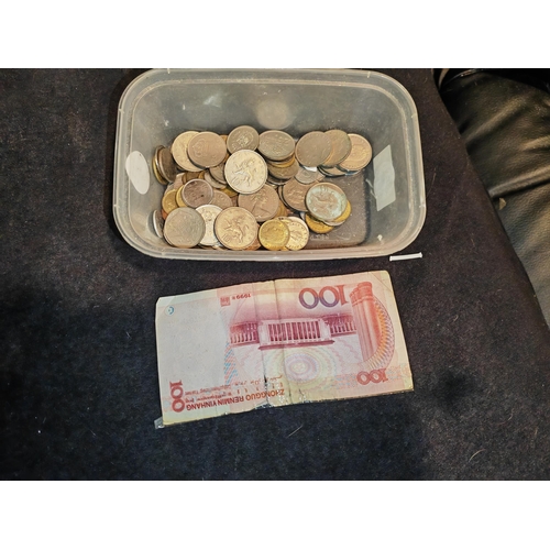 248 - Tub Of Coins And Bank Note