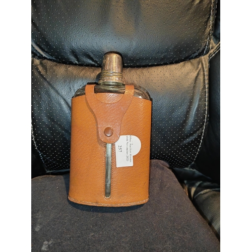 257 - Hip Flask In Leather Case