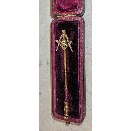 317 - Antique Victorian Masonic Tie Pin In Case