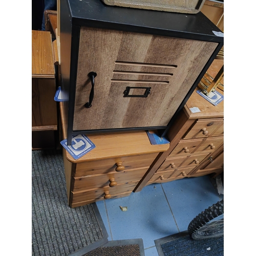 90 - Pine Bedside Cabinet And A Locker Style Cupboard