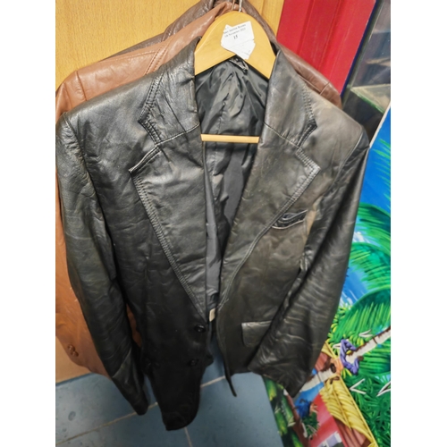 15 - 3 Leather Jackets 2 Brown 1 Black 1 Brown Has A Rip