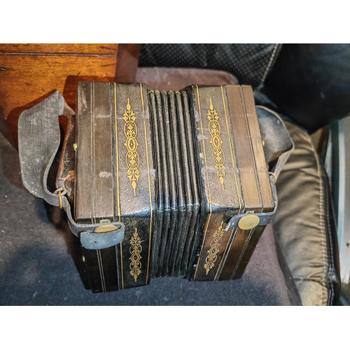 300 - Late Victorian George Jones 35 Button Concertina With Box (Handle Missing To Box)