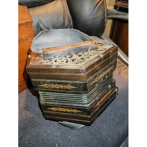 300 - Late Victorian George Jones 35 Button Concertina With Box (Handle Missing To Box)