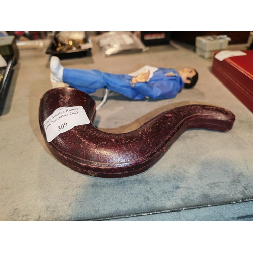 309 - Amber And Silver Plated Meerschaum Pipe In Case