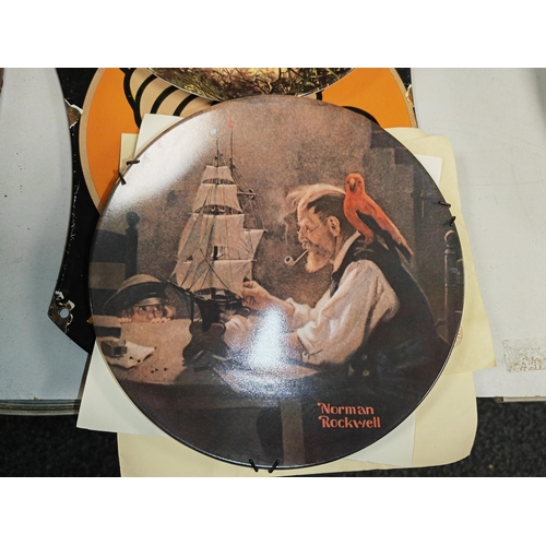 427 - Selection Of Picture Plates Including Elbow Beach Surf Bermuda Set Plus Norman Rockwell Plates With ... 