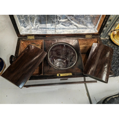 437 - Sarcophagus Shaped Tea Caddy With Glass Bowl