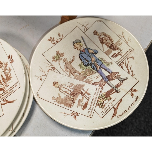 463 - Set Of 5 Chassiurs Sarreguemines Patterned Plates