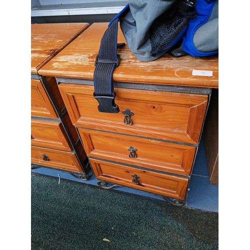 91 - Pair Of Pine And Metal Bedside Cabinets