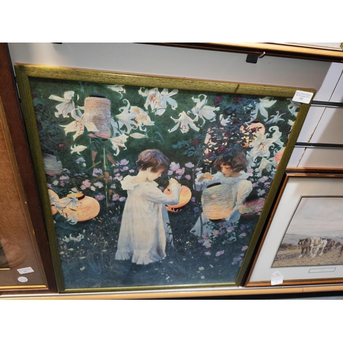 112 - Framed Print Of Little Girls In The Garden