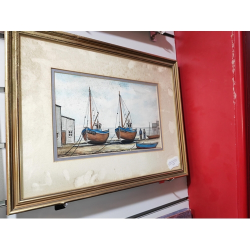 119 - Framed Watercolour Of A Boating Harbour Seen By A F Franklin