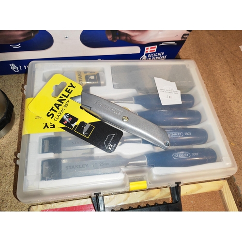 244 - Unused Stanley Chisel Set And Unused Stanley Knife