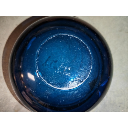 398 - Blue Glass Orefors Blue Bowl C 1960/70'S Makers Mark On Base