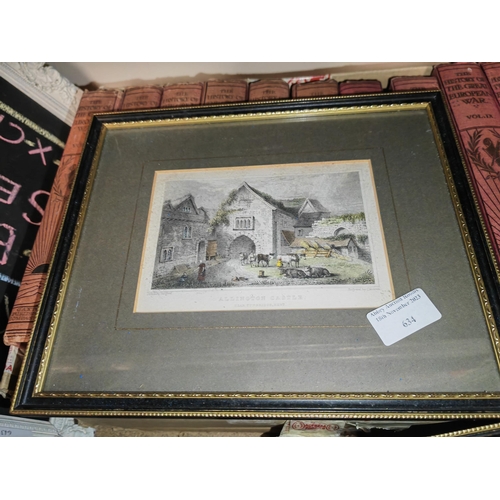 634 - 3 Small Framed Prints Of Allington Castle, Leeds Hall Gallery Etc