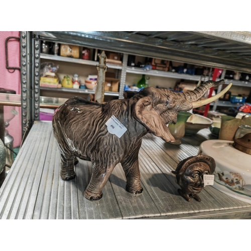 490 - Large Beswick Elephant One Tusk Reglued