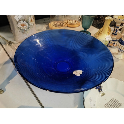 534 - Large Blue Glass Fruit Bowl