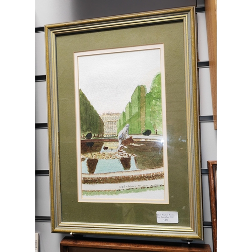 105 - Small Framed Print Of Brunn Place Garden