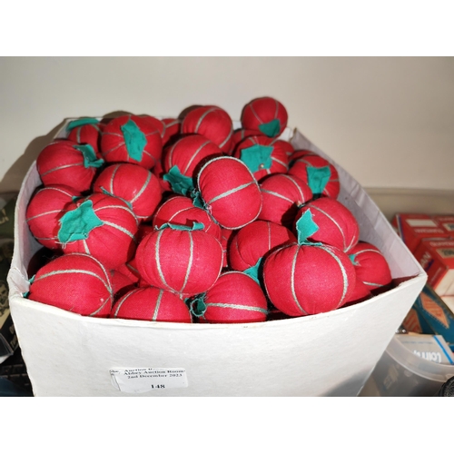 148 - Box Of Tomato Pin Cushions