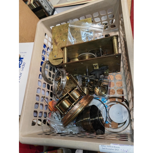 236 - Crate Of Clock Parts In Cases