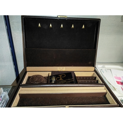 238 - Leatherette Jewellery Box By Desing Phillip With Key