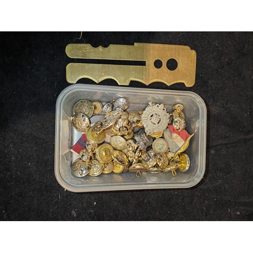 288 - Tub Of Buttons/Medals/Brass Button Cleaning Stick