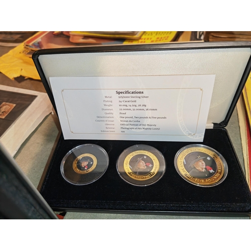 561 - The Life And Times Of Her Majesty The Queen, Elizabeth 11 Gold Plated Silverproof Coin Collection In... 