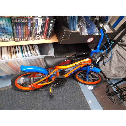 45 - Terrain Orange Childs Push Bike Missing Wheel Nuts And Part Of Chain Guard