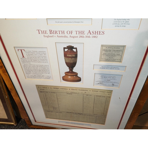 538 - Framed The Birth Of The Ashes 1882 Historical Commemorative Picture Ltd Edition No 620 Of 1882 Pictu... 