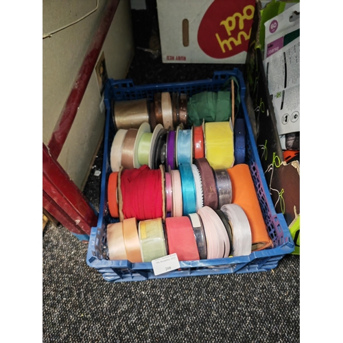 208 - Tray Of Assorted Rolls Of Ribbons