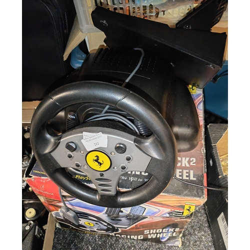 212 - Ferrari Shocker 2 Racing Steering Wheel And Pedals For Playstation