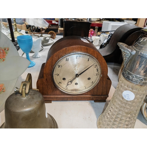 503 - One Vintage Wooden Clock Made By Sanders And Company Play Big Ben With Key And Pentagon